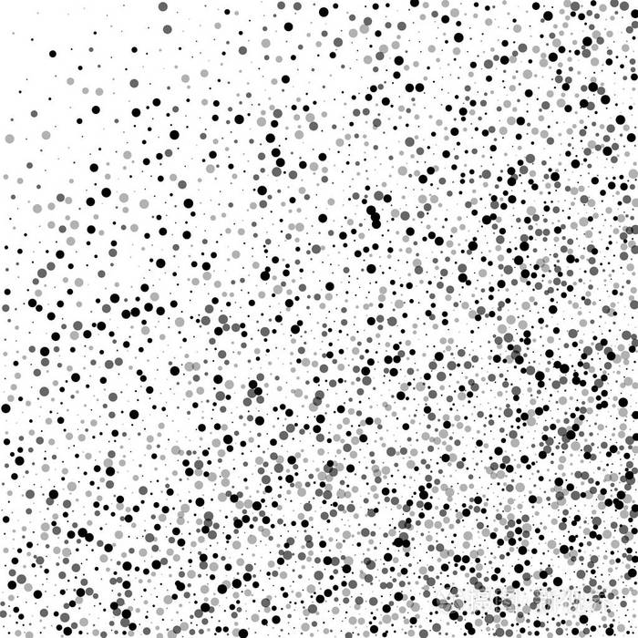 密集的黑点抽象随机散射与密集的黑点，在白色背景矢量