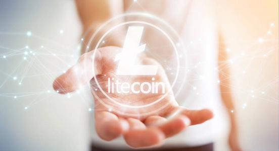 商人使用 litecoins cryptocurrency 3d 渲染