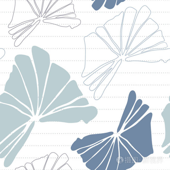 手绘热带树叶与几何背景的植物无缝图案矢量图解设计