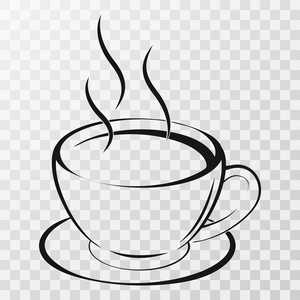 咖啡图标。浓咖啡杯和烟雾。矢量插图