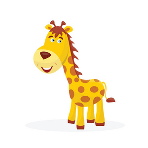 长颈鹿的微笑卡通微笑长颈鹿动物的矢量例证.