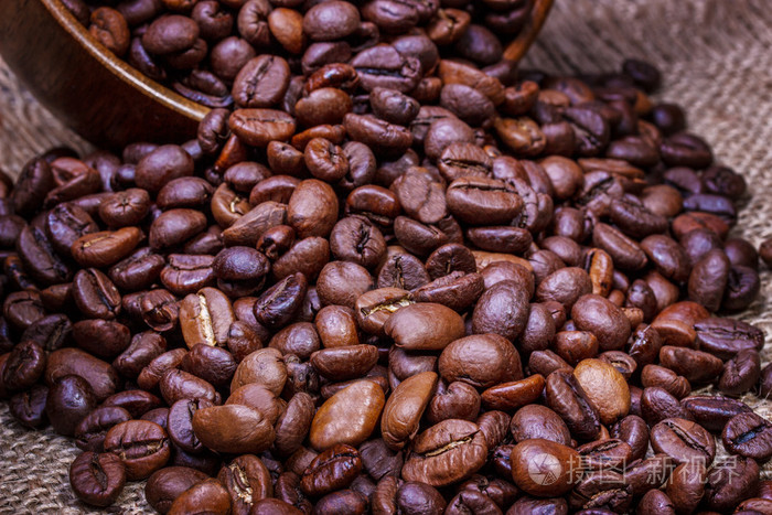 特写图片的咖啡豆，背景图像