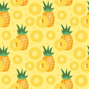 菠萝无缝模式。凤梨片无尽的背景，纹理。水果的背景。矢量图