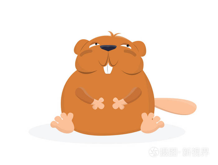 卡通微笑海狸鼠动物的矢量图解插画 正版商用图片0ettiy 摄图新视界