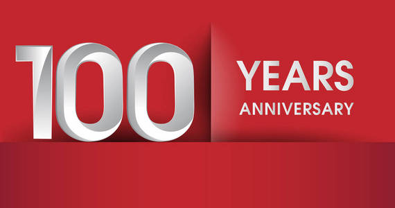 100周年纪念庆祝标志, 平面设计在红色背景隔绝了, 媒介元素为横幅