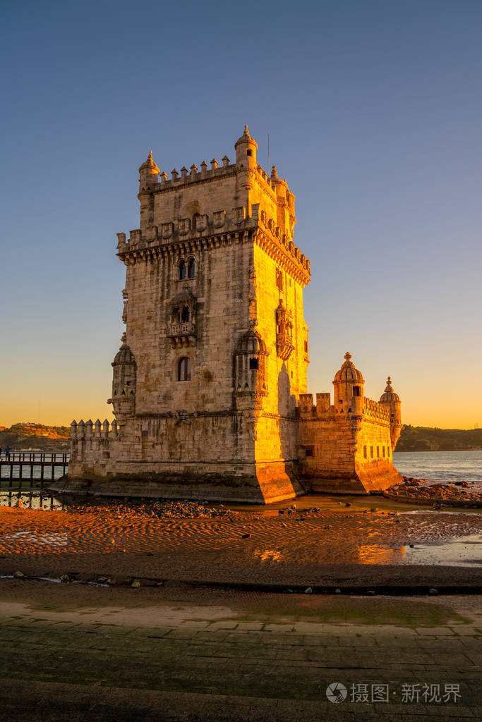 里斯本, 葡萄牙在贝伦杜帕拉塔上, 在令人惊叹的日落景色