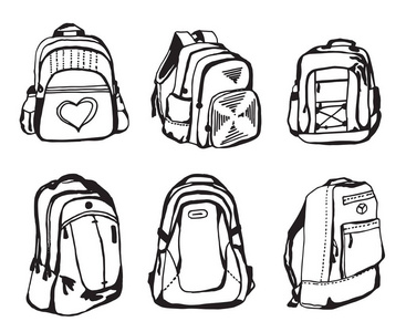 白色背景黑白书包素描照片
