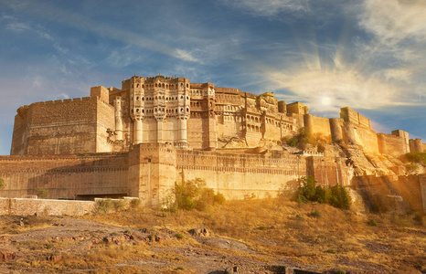 Mehrangarh 堡位于印度焦特布尔