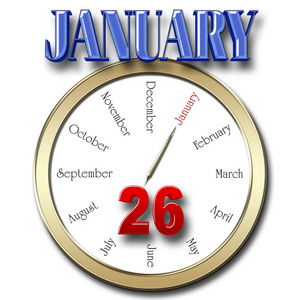 股票插图红色 bold 26 蓝色大胆 1月, 3d 插图, 白色背景