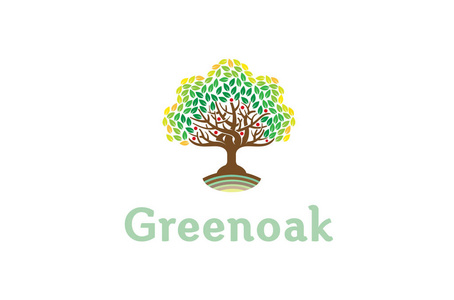 绿色创意橡树标志设计符号插图