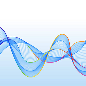 蓝色和彩色波浪线的通用设计照片