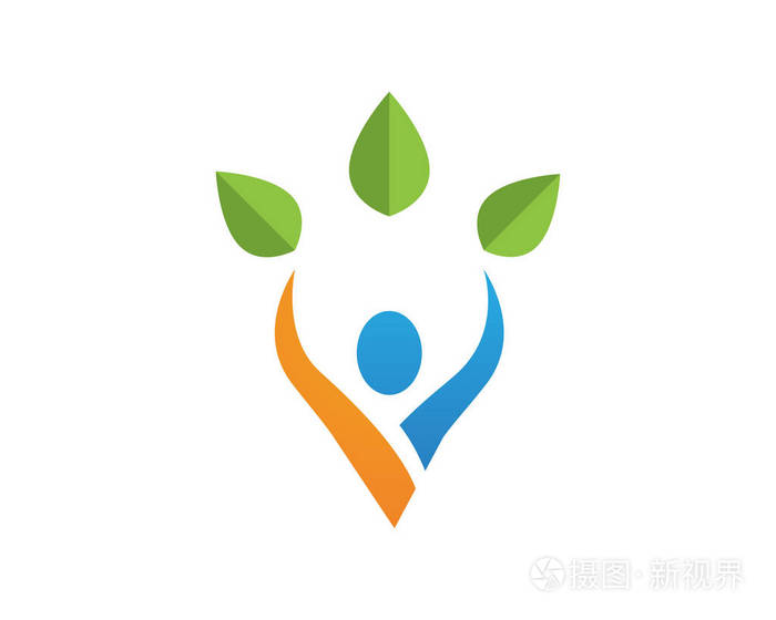 健康自然人符号和徽标模板