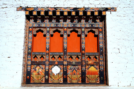 木门在不丹当地独特的建筑细节图片