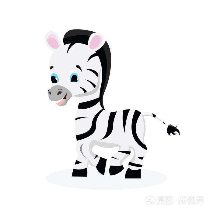 矢量斑马卡通人物.儿童书可爱的插图