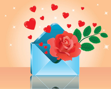 红玫瑰爱浪漫信封里