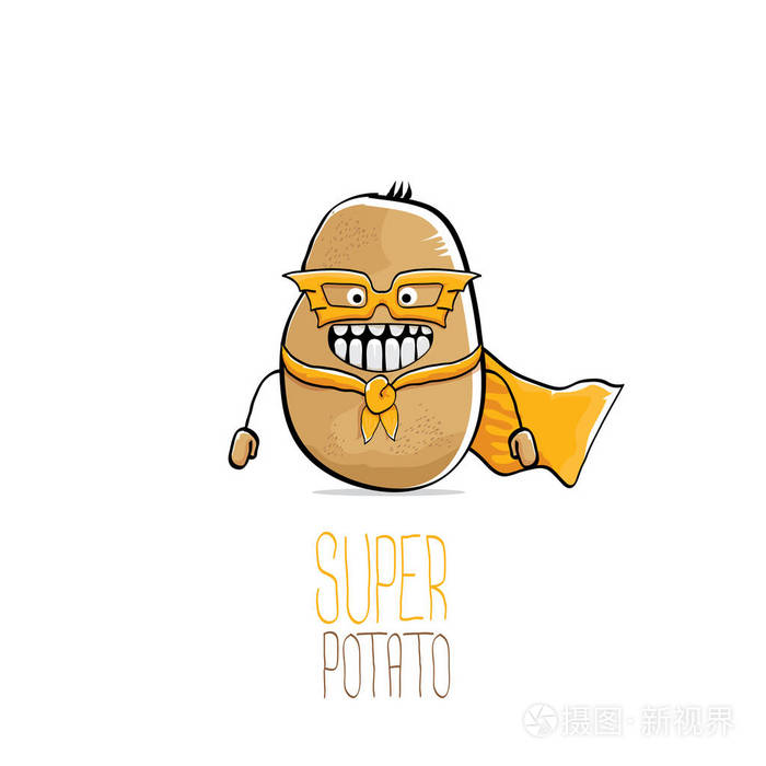 我的名字是马铃薯矢量概念.超级蔬菜食品特性