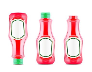 番茄酱瓶隔离在白色的背景下，现实的矢量图