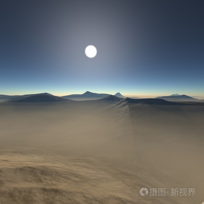 夜晚的沙漠与高山