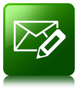 编辑电子邮件图标绿色方形按钮