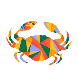 螃蟹和抽象形状图插画