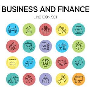商业和金融线图标, 矢量插图
