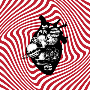 人类错觉矢量手绘高度详细地说明了人类的心脏与太阳系的行星.