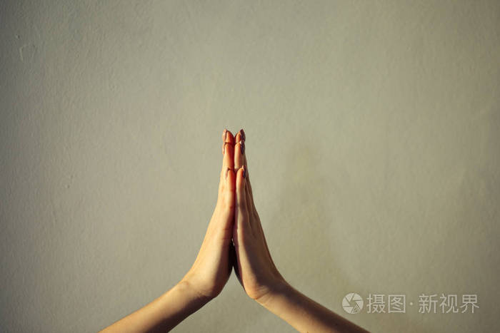 女性双手合十特写, 手势, 瑜伽, 祈祷