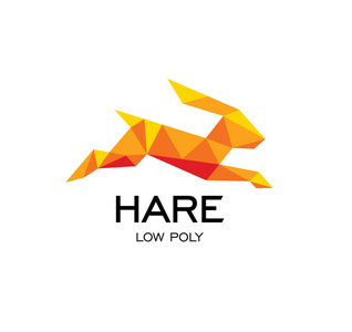 野兔几何符号, 兔子抽象多边形矢量标志模板.