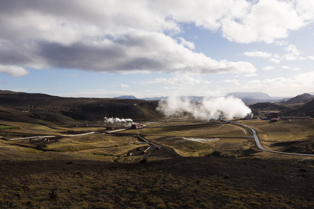 在冰岛北部 Krafla 地热发电站
