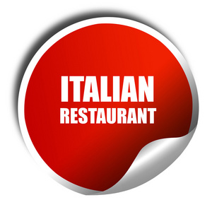 美味的意大利菜，3d 渲染，白色与红色贴纸