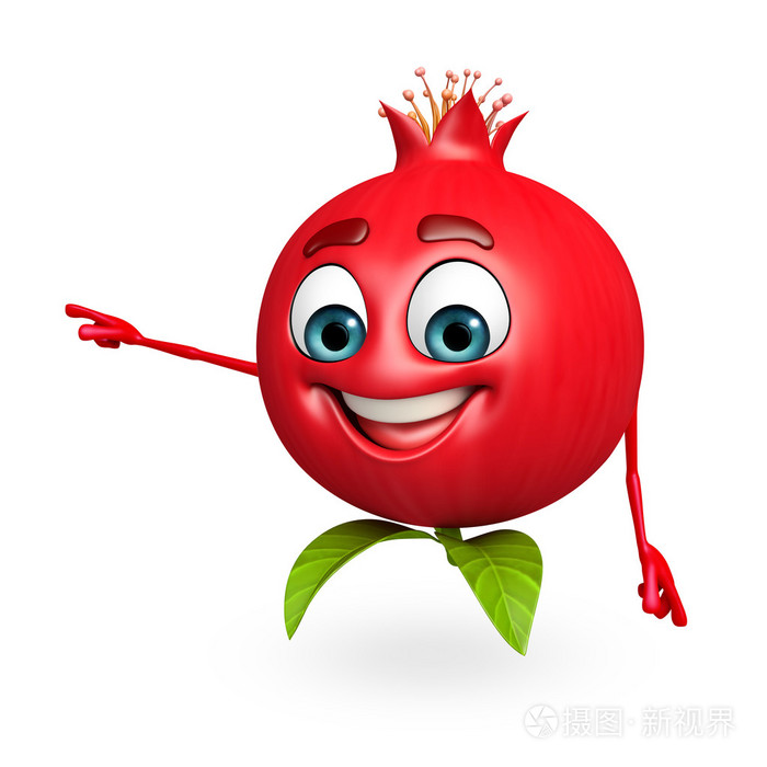 卡通人物的石榴果