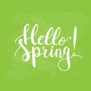 灯光字体手绘字体字母短语hellospring在灯光下照片