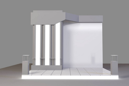 展览展示台, 展览轮, 3d 渲染设备可视化, 白色背景空间照片