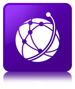 全球网络图标紫色方形按钮
