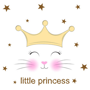 可爱的幻想猫公主。T 恤的甜孩子图形