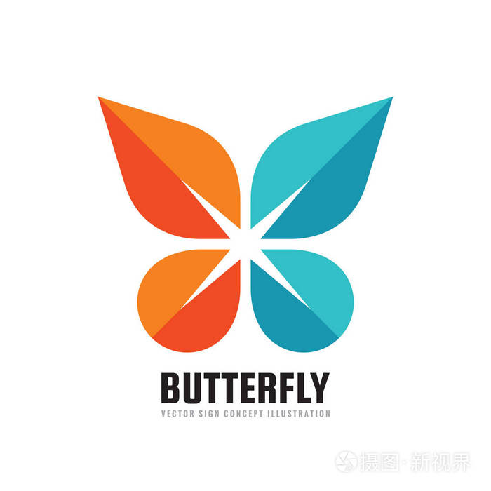 蝴蝶矢量商业徽标模板平面风格的创意插图抽象概念图标几何正符号设计