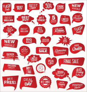 现代销售标签和标签红色收藏