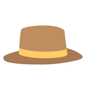 一个褐色的彩色软呢帽帽子为男人, 平面矢量图标