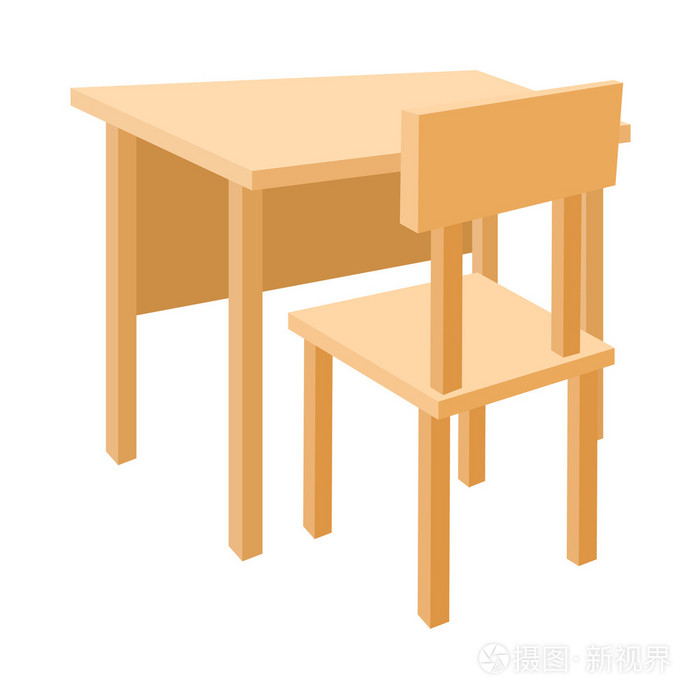 木制的学校课桌椅图标卡通风格