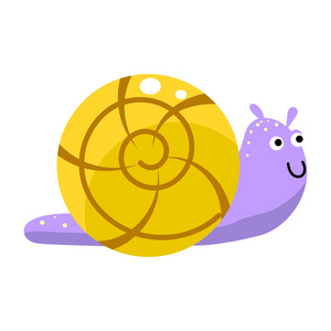 蜗牛可爱卡通矢量插图孤立照片