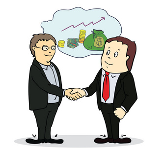 全长肖像的振动的两个商人手中做交易或协议照片