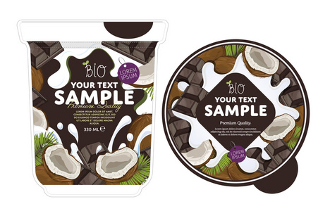 椰子巧克力酸奶包装设计模板图片