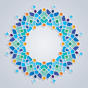 圆形图案彩色马赛克伊斯兰几何装饰照片