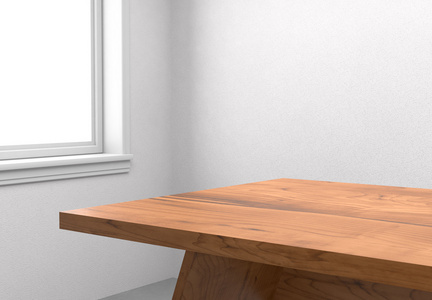 木桌和空白窗口