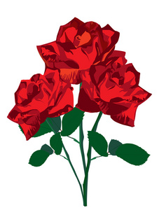 情人节甜蜜的红玫瑰。矢量图