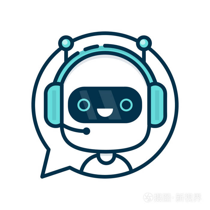逗人喜爱的微笑滑稽的机器人聊天 bot