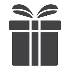 圣诞礼品盒标志符号, 新年和圣诞节, 圣诞礼物符号矢量图形, 一个白色背景上的固体图案, eps 10