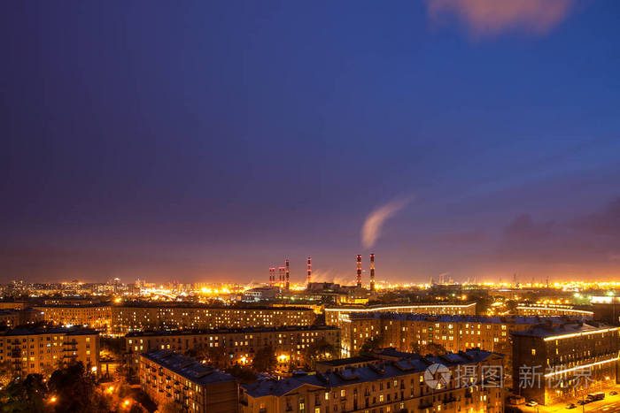 俄罗斯圣彼得堡工业区顶部景观