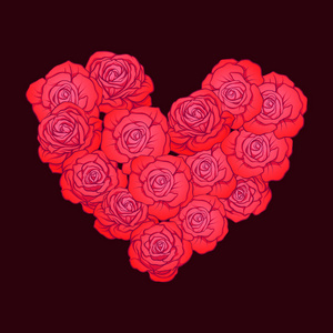 爱的心做的玫瑰花束情人节或婚礼