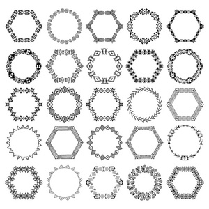 设计的民族风格的装饰圆形和六角形元素集